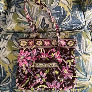 Floral Pink and Brown Tote Bag